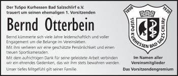 Traueranzeige von Bernd Otterbein von FZ
