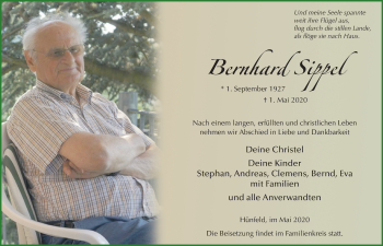 Traueranzeige von Bernhard Sippel von FZ