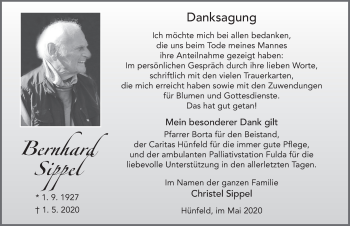 Traueranzeige von Bernhard Sippel von FZ