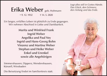 Traueranzeige von Erika Weber von FZ