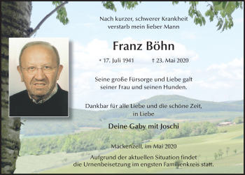 Traueranzeige von Franz Böhn von FZ