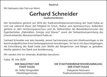 Traueranzeige von Gerhard Schneider von FZ