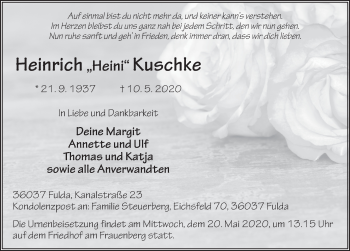 Traueranzeige von Heinrich Kuschke von FZ