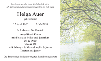 Traueranzeige von Helga Auer von FZ
