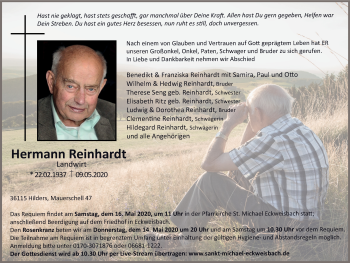 Traueranzeige von Hermann Reinhardt von FZ