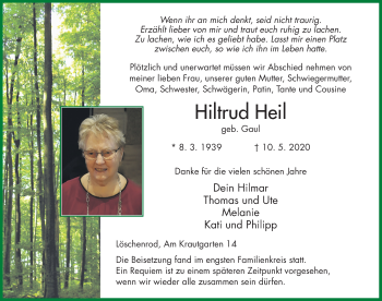 Traueranzeige von Hiltrud Heil von FZ