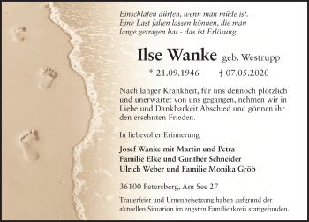 Traueranzeige von Ilse Wanke von FZ
