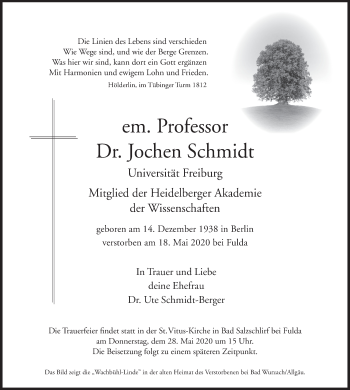 Traueranzeige von Jochen Schmidt von FZ