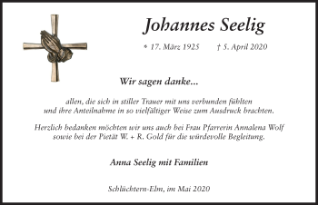 Traueranzeige von Johannes Seelig von FZ
