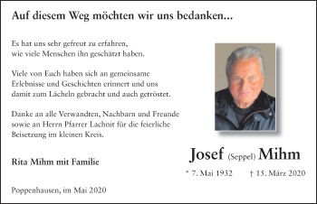 Traueranzeige von Josef Mihm von FZ