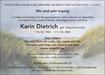 Traueranzeige von Karin Dietrich von FZ