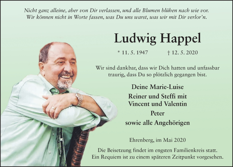  Traueranzeige für Ludwig Happel vom 15.05.2020 aus FZ