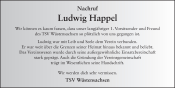 Traueranzeige von Ludwig Happel von FZ