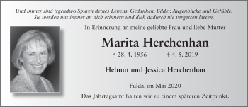 Traueranzeige von Marita Herchenhan von FZ