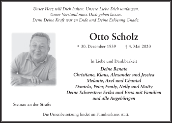 Traueranzeige von Otto Scholz von FZ