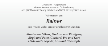 Traueranzeige von Rainer Diegelmann von FZ