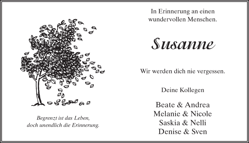  Traueranzeige für Susanne Diehl vom 06.05.2020 aus FZ