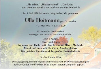 Traueranzeige von Ulla Heitmann von FZ