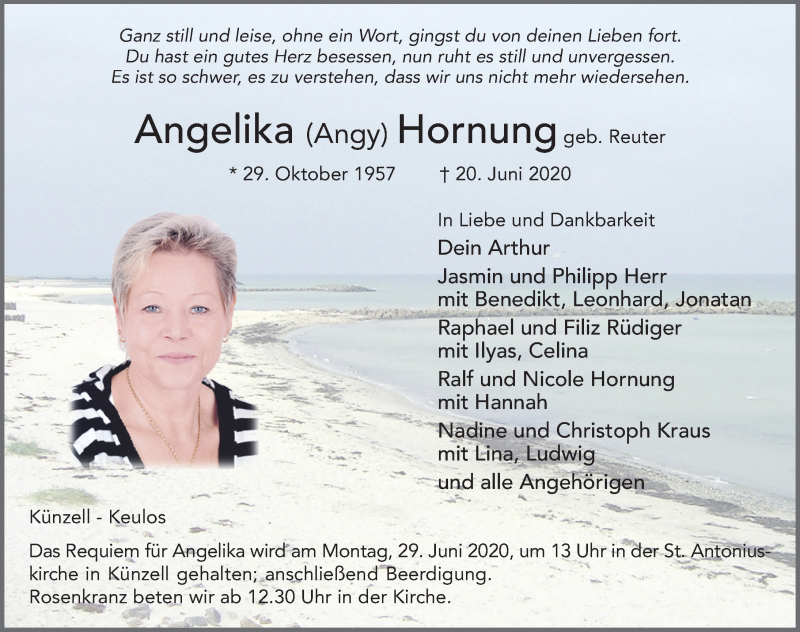  Traueranzeige für Angelika Hornung vom 26.06.2020 aus FZ