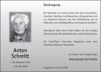 Traueranzeige von Anton Schmitt von FZ