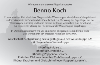 Traueranzeige von Benno Koch von FZ