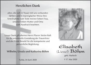 Traueranzeige von Elisabeth B?hm von FZ