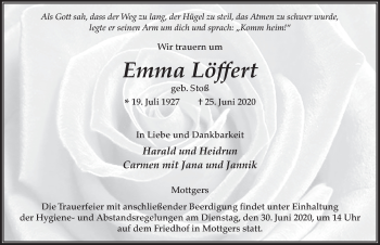 Traueranzeige von Emma Löffert von FZ