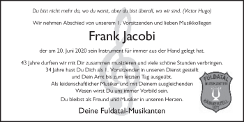 Traueranzeige von Frank Jacobi von FZ