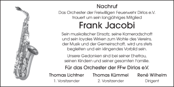 Traueranzeige von Frank Jacobi von FZ