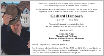 Traueranzeige von Gerhard Hambach von FZ