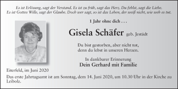 Traueranzeige von Gisela Schäfer von FZ