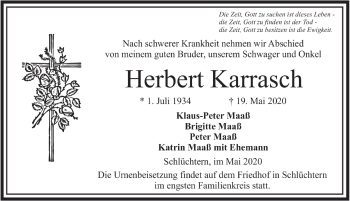 Traueranzeige von Herbert Karrasch von FZ