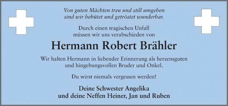  Traueranzeige für Hermann Brähler vom 06.06.2020 aus FZ