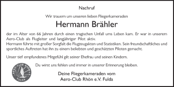 Traueranzeige von Hermann Brähler