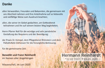 Traueranzeige von Hermann Reinhardt von FZ