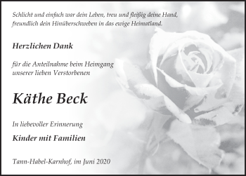 Traueranzeige von Katharina Beck von FZ