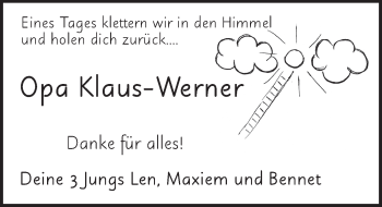 Traueranzeige von Klaus-Werner Kempel von FZ