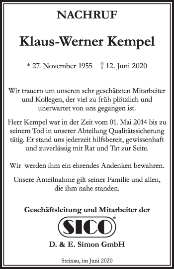 Traueranzeige von Klaus-Werner Kempel von FZ
