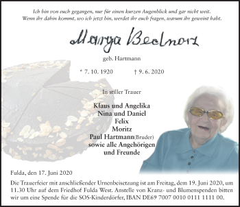 Traueranzeige von Marga Bednorz von FZ