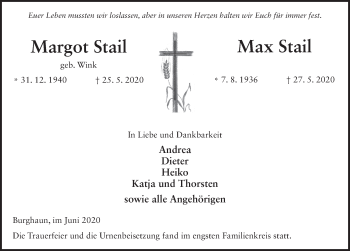 Traueranzeige von Margot Stail von FZ