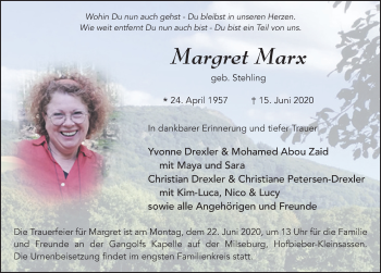 Traueranzeige von Margret Marx von FZ