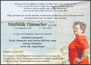 Traueranzeige von Mathilde Hamacher von FZ