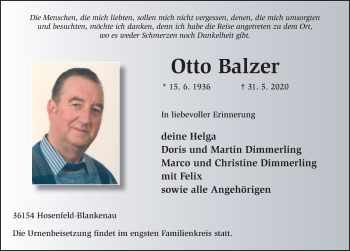 Traueranzeige von Otto Balzer von FZ