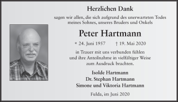 Traueranzeige von Peter Hartmann von FZ