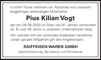 Traueranzeige von Pius Vogt von FZ