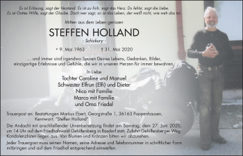 Traueranzeige von Steffen Holland von FZ