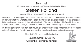 Traueranzeige von Steffen Holland von FZ