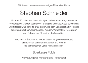 Traueranzeige von Stephan Schneider von FZ