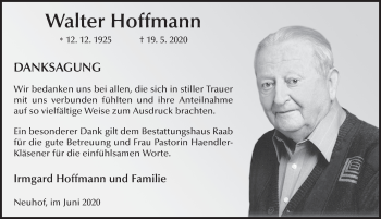 Traueranzeige von Walter Hoffmann von FZ