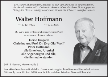 Traueranzeige von Walter Hoffmann von FZ